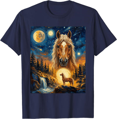 Funny Horse Vintage 90s Graphic Horse Howling to The Moon T-Shirt