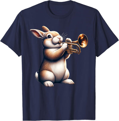 Rabbit Playing Trumpet Illustration T-Shirt