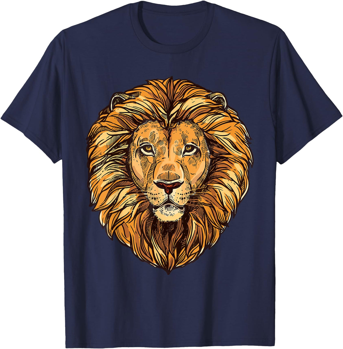 ROSS BOSS Majestic Lion Mane Detail Art T-Shirt - Navy Blue
