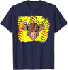Softball Highland Cow With Bandana Glasses Happy Mother's T-Shirt - Navy Blue