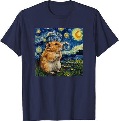 Cute Van Gogh Hamster Starry Night Funny Women & Men T-Shirt
