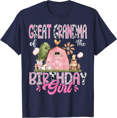 Great Grandma of the Birthday Girl Pink Farm Tee