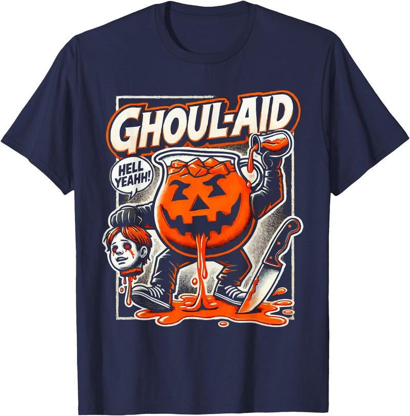 Ghoul Halloween Trick Or Treat SteMi Apparel Halloween Ghoul Lover Spooky Ghost Scary Trick Or Treat T-Shirt - Navy Blue