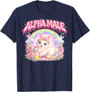 Cute Bunny Rainbow Floral Funny Gifts for Men Women Kid T-Shirt in Navy Blue