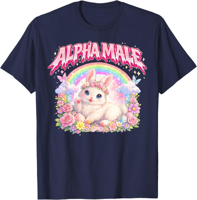 Alpha Male Cute Bunny Rainbow T-Shirt