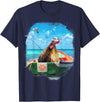 Random Galaxy Chicken or Fish, Funny Chickens Fishing Boat T-Shirt - Navy Blue