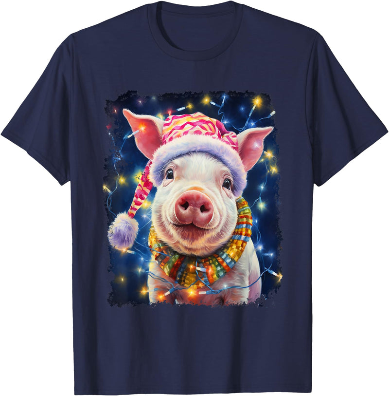 Noah&Friends Christmas Pig T-Shirt - Navy Blue