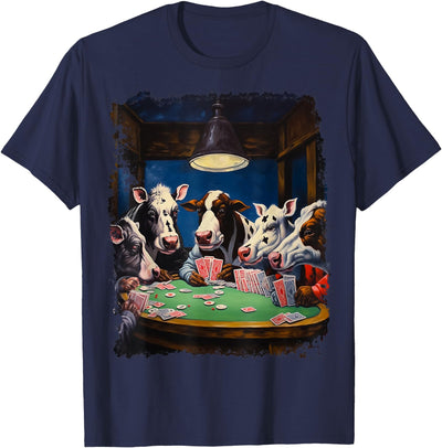 Noah Friends Playing Card Pop Art Gambling Cows Playing T-Shirt