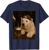 Polar Bear Funny Drinking Beer Design Polar Bear Funny Drinking Beer Meme T-Shirt - Navy Blue