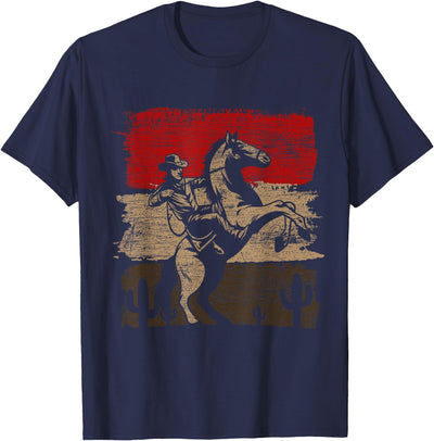 Geschenk Cowboy Liebhaber Country Cowboy Texas Animal Horse Cowboy T-Shirt Black Unisex-Adults Unisex-Kids Classic Fit Short Sleeve Cotton 60% Polyester 40% Small