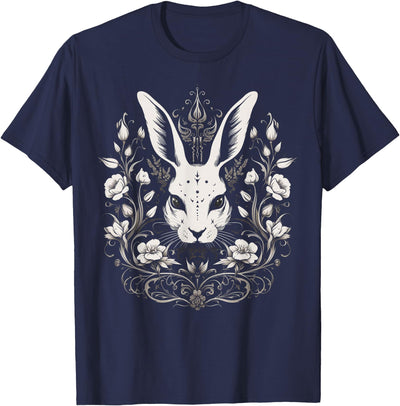 Rabbit Head in Botanical Occult Border Design Tee