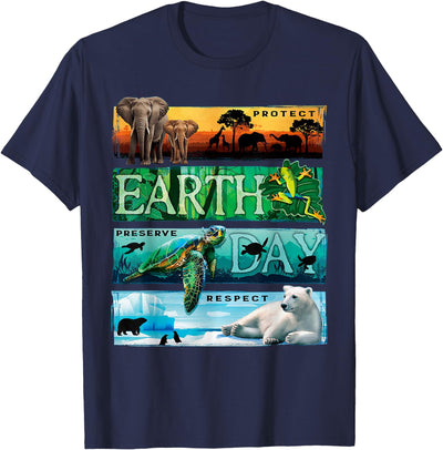 Earth Day Wildlife Four Panel T-Shirt
