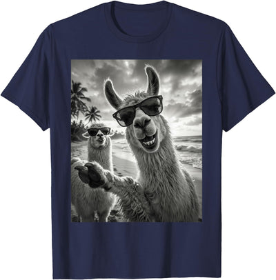 Funny Llama Stuff Accessories & Gifts Cool Llama Selfie At The Beach, Cute Llamas Alpaca T-Shirt