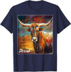 Longhorn Cow Shirts - Longhorn Cattle Gifts - Texas Cattle T-Shirt - Navy Blue