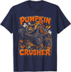 Pumpkin Crusher Kids Halloween Monster Truck Pumpkin Crusher Monster Truck Ghosts Halloween Boys T-Shirt - Navy Blue