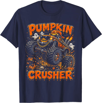 Pumpkin Crusher Kids Halloween Monster Truck Pumpkin Crusher Monster Truck Ghosts Halloween Boys T-Shirt