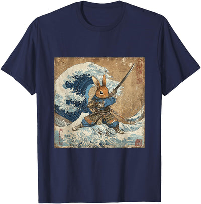 Samurai Rabbit Riding the Great Wave T-Shirt