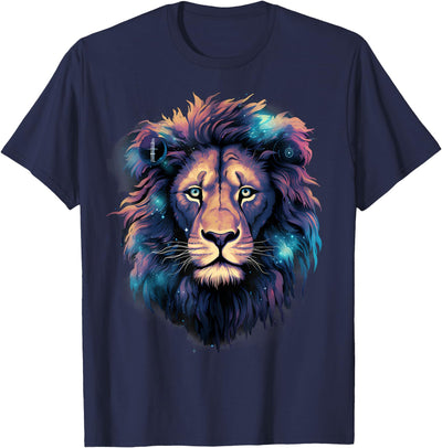 Lion Portrait Colorful Artwork Wildlife Motif Animal Art T-Shirt