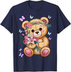Bear Lover Gift Co. Cool Crowned Teddy Bear for Flowers Lovers T-Shirt - Navy Blue