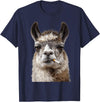 FunWearVM Funny Smoking Llama Cool Animal Lover with Attitude T-Shirt - Navy Blue