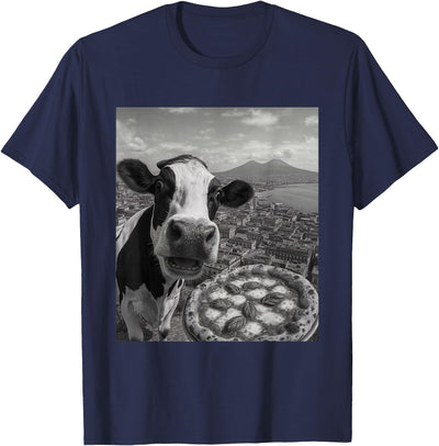From Around the World Cow Pizza Selfie Funny Italy Meme T-Shirt