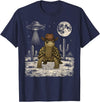 Retro Land Turtle Lover Halloween Moon Funny Eastern Box Turtle Cowboy Western UFO T-Shirt - Navy Blue