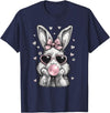 Cute Easter Bunny for Women Pink Rabbit Coquette Girly T-Shirt in Navy Blue