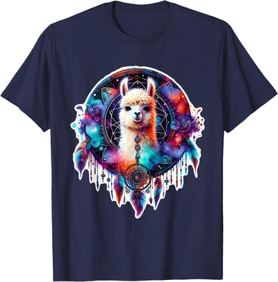 Llama Alpaca Tribal Shamanic Gift Llama Alpaca Dreamcatcher Floral Spiritual Boho Tribal T-Shirt