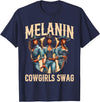 Funny Cowgirl Women Melanin Cow Girl Outfit Cowgirl for Women African Tee Melanin Cow Girl Outfit T-Shirt - Navy Blue