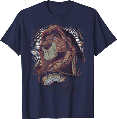 Lion King Mufasa Pride Rock Dot Art Retro Portrait T-Shirt