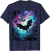 castle bat and halloween designs gothic bat spooky bats pattern moon night T-Shirt - Navy Blue