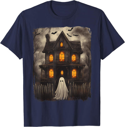 Vintage Haunted House Ghost Halloween Costumes Vintage Ghost Haunted House Scary Halloween Costume Spooky T-Shirt