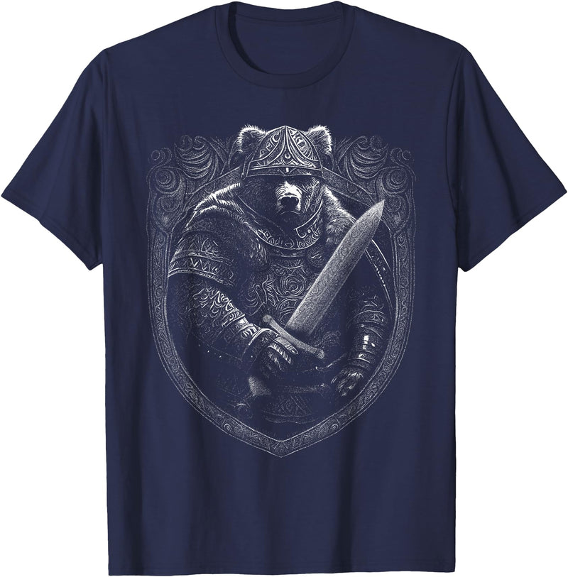 NORSKE TRÅDER Odin Viking Bear Norwegian Norse Vikings Mythology T-Shirt - Navy Blue
