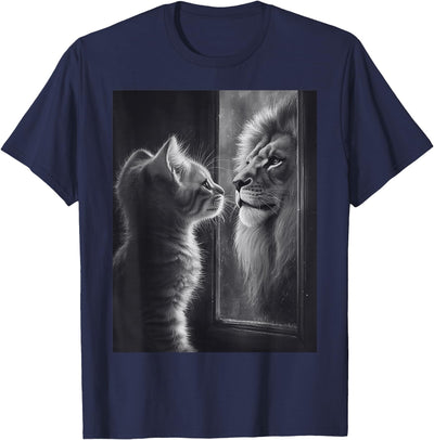 Cat Lion Mirror Reflection Art Gifts Animal Face Ni T-Shirt