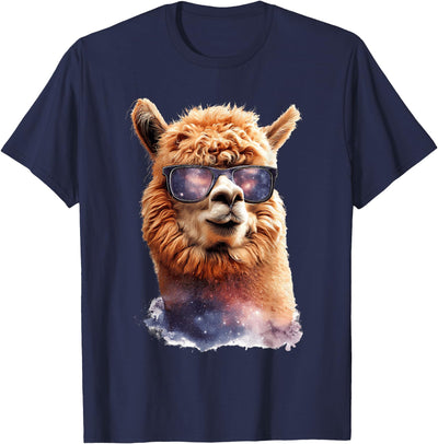 Funny Llama Lover Graphics Alpaca with Sunglasses Animal Art Graphic Funny Llama T-Shirt