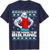 Skyvora Polar Bear Funny Ugly Christmas Sweater Gym Workout Lifting T-Shirt - Navy Blue