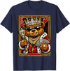 Teddy Bear King and Queen Matching Couples Designs King of Hearts Hip Hop Dripped Out Teddy Bear Hustle Money T-Shirt - Navy Blue
