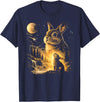 Bunny Howling to the Moon Vintage 90s Animal Easter Day T-Shirt (Black) in Navy Blue