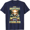 Gift For Grandpa Fisherman Outdoor Nature Lover Never Underestimate an Old Man with A Fishing Rod Scenic Men T-Shirt - Navy Blue