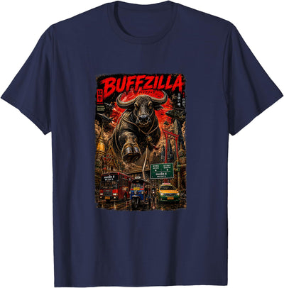 Vintage Art Buffzilla for Thai Buffalo Moms Dads Pets Lovers T-Shirt
