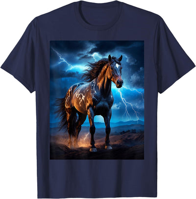 Reizendes Pferd mit Blitz Hemden JG Beautiful Horse with Lightning Sky - Horse T-Shirt