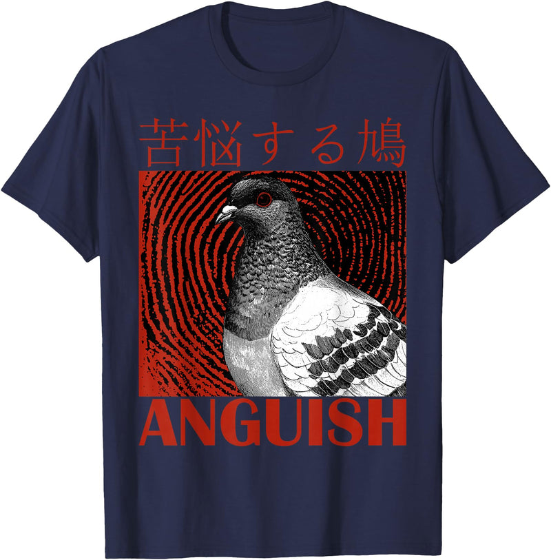 Funny Saying Tee Funny Japanese Anguish Pigeon Animal Lover Quotes For Family T-Shirt - Navy Blue