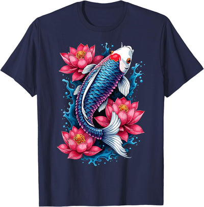 Koi Fish Lotus Flower Japanese Art T-Shirt