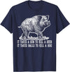 Hunting - Big Ray Designs Hunting Hog Pig Sus Deer Hunting It Takes Balls Funny T-Shirt - Navy Blue
