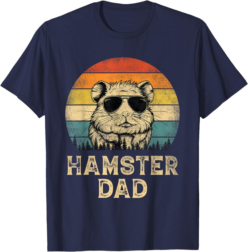 Vintage Hamster Dad Hamster Lovers Daddy Father's Day T-Shirt - Navy Blue
