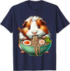 Cute Guinea Pig Gifts Guinea Pig Eating Ramen Japanese Noodles T-Shirt - Navy Blue