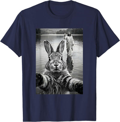 Rabbit Selfie with Jesus Walking on Water T-Shirt