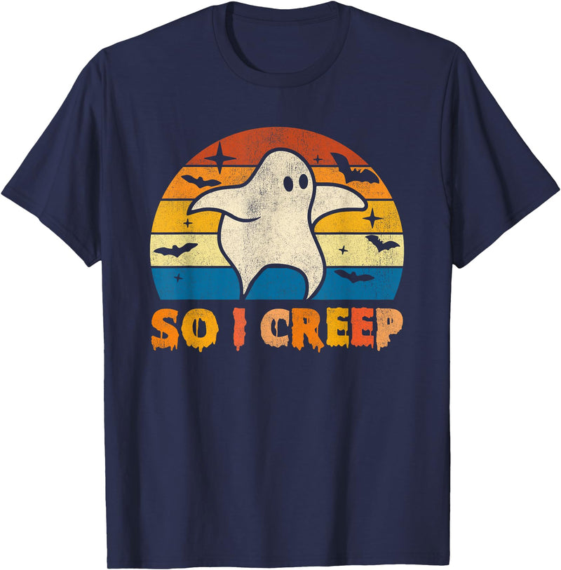 Creeping Ghost Halloween Tees So I Creep Ghost Halloween Funny T-Shirt - Navy Blue