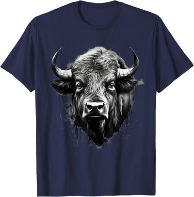 Safari Animal Art Bison Animal Print Drawing Splash Buffalo T-Shirt