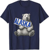Unknow Carmela Polar Bear Holding Alaska Sign Vintage Alaska Lover T-Shirt - Navy Blue